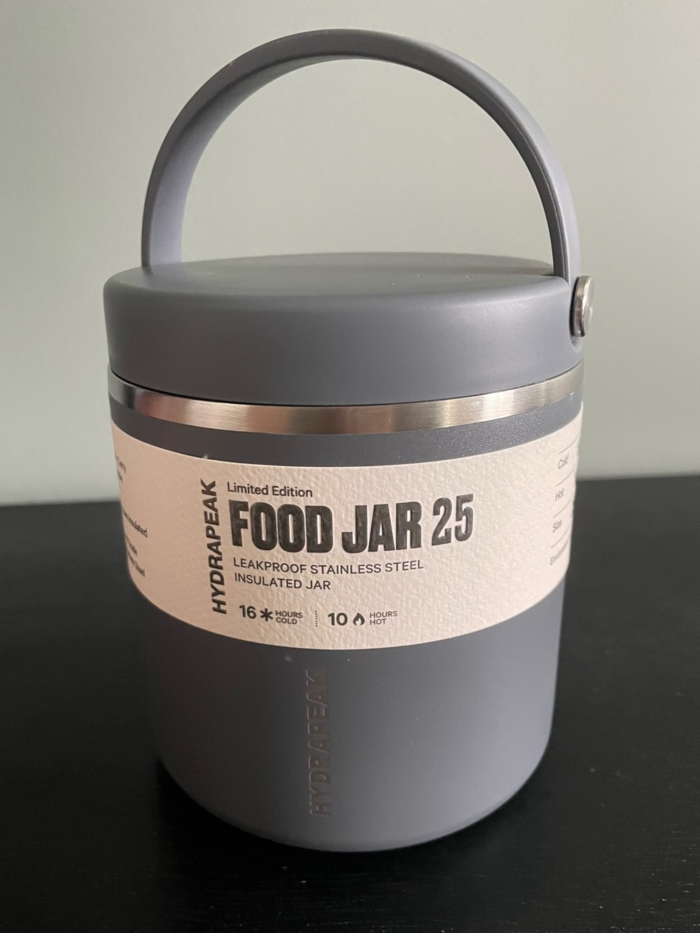 NEW Hydrapeak Food Jar 25oz Stainless Steel Insulated Leak Proof Gray Travel*